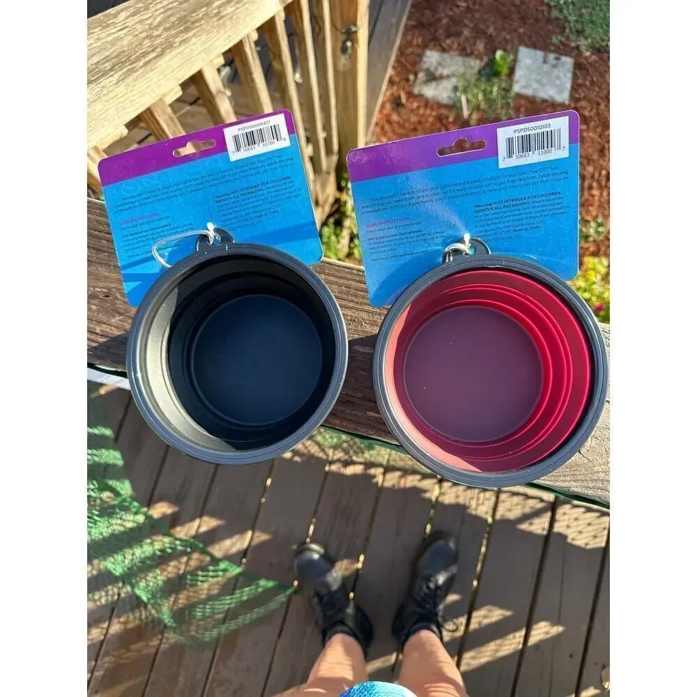 Play On Collapsible 2 Silicone Travel Bowl Black, Brown 24oz